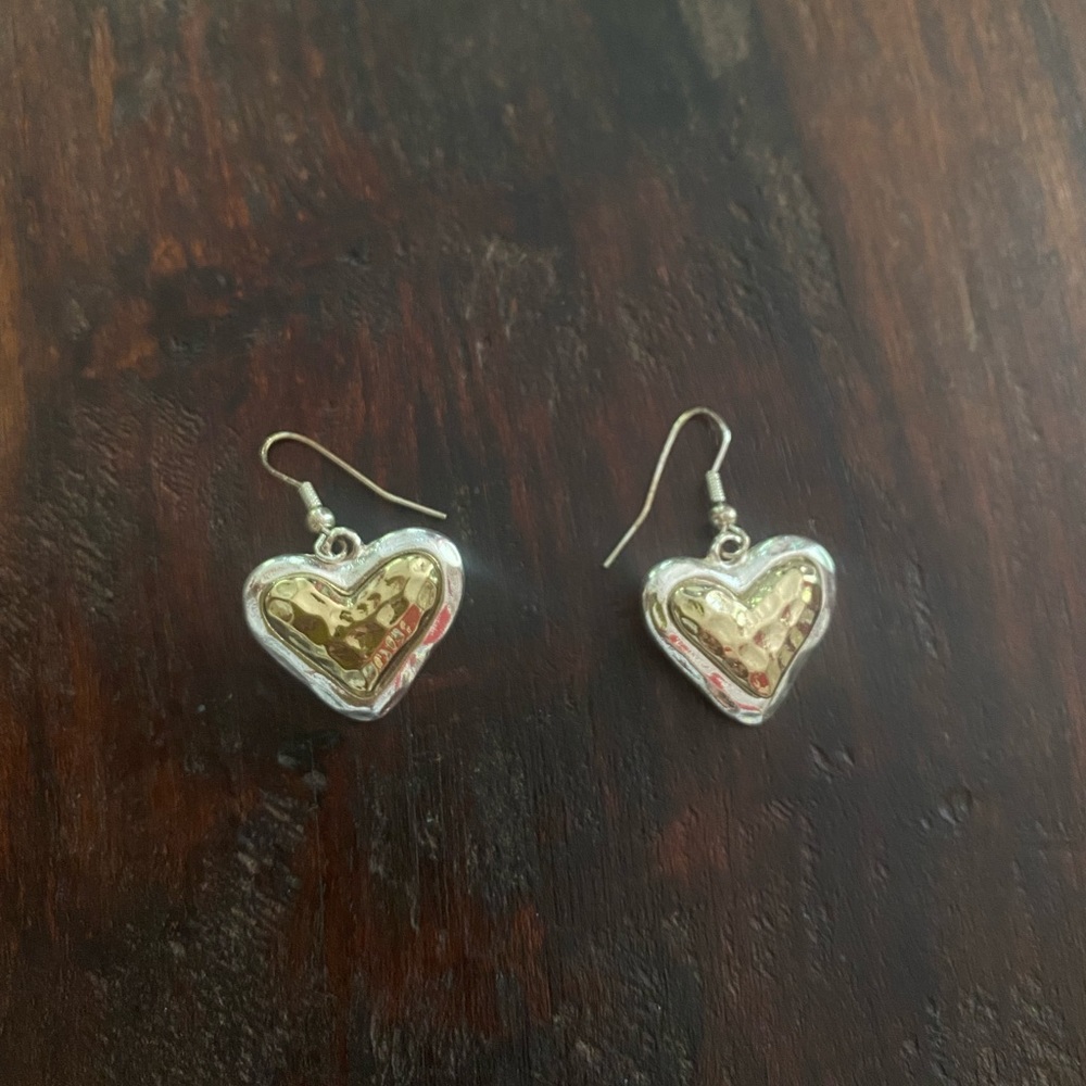 silver and gold heart earrings